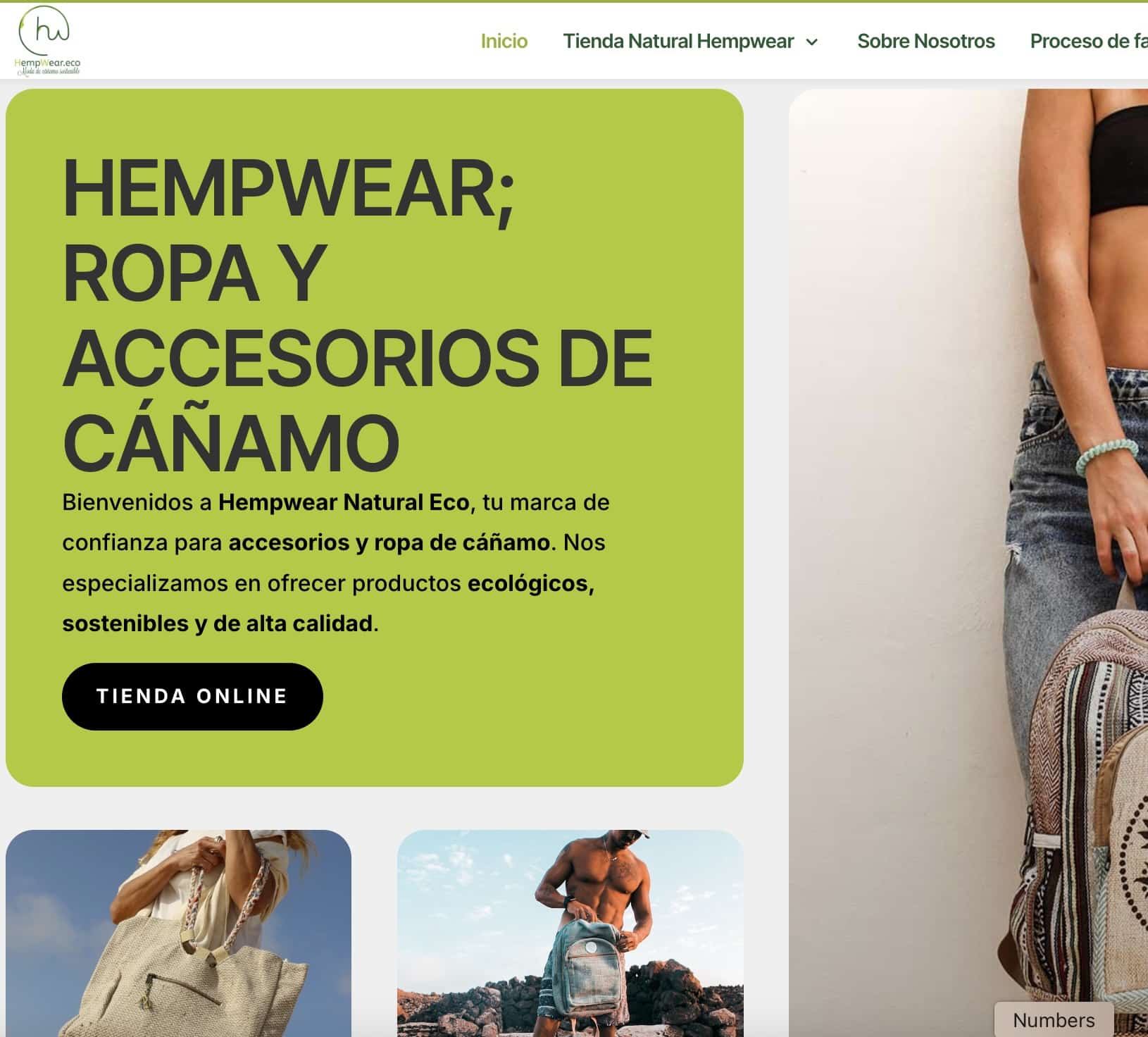 Diseño web para tienda online de accesorios de cáñamo 