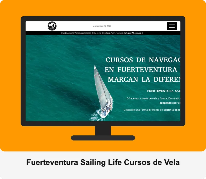 Diseño web para Fuerteventura Sailing Life, cursos de navegación a vela.