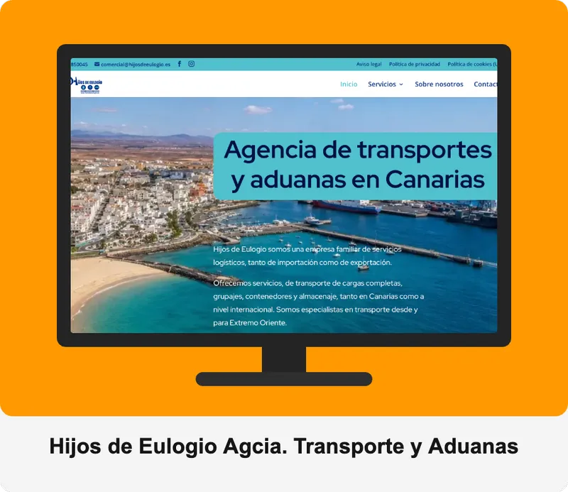 Diseño web para Hijos de Eulogio, agencia de transporte y aduanas en Fuerteventura