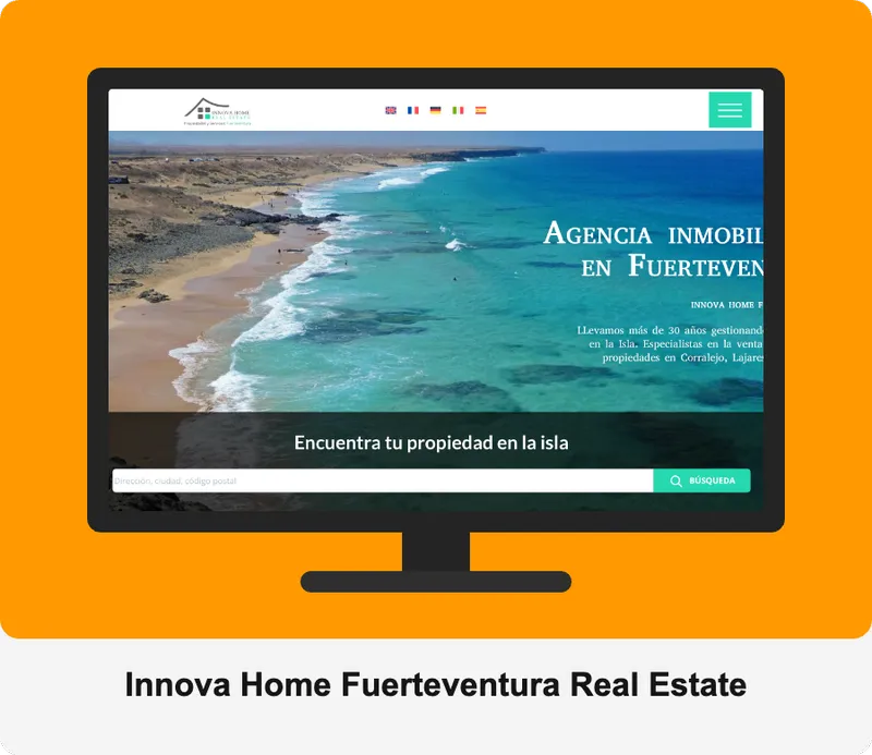 Diseño web realizado para Innova Home Fuerteventura real estate, agencia inmobiliaria.
